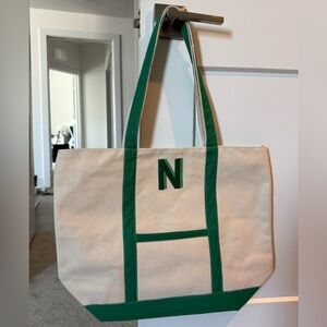 Canvas Tote Bag with Green Accents